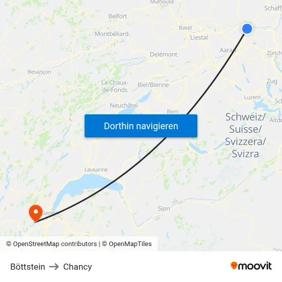 Böttstein to Chancy map
