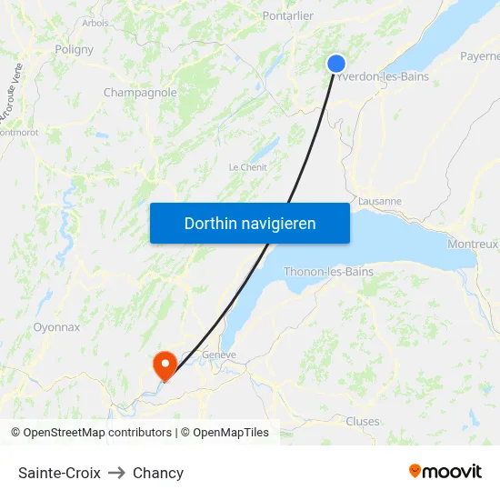 Sainte-Croix to Chancy map