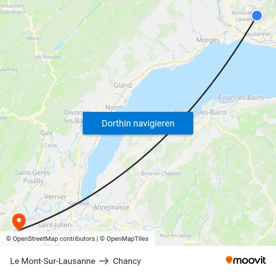 Le Mont-Sur-Lausanne to Chancy map