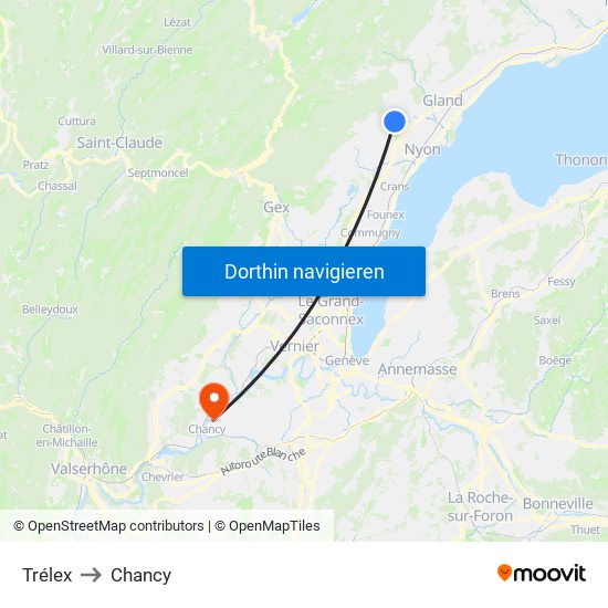 Trélex to Chancy map