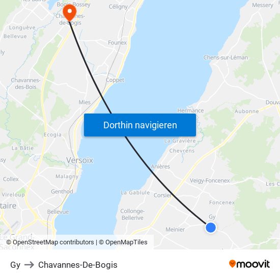 Gy to Chavannes-De-Bogis map