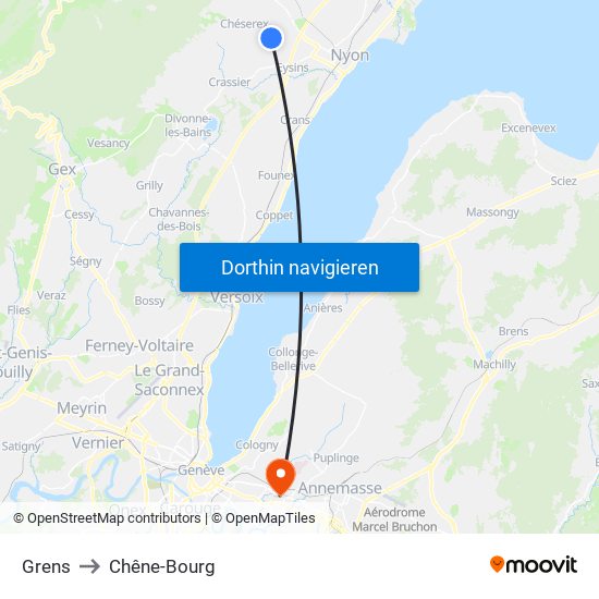 Grens to Chêne-Bourg map