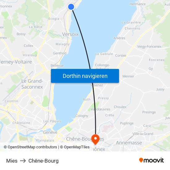 Mies to Chêne-Bourg map