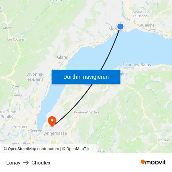 Lonay to Choulex map