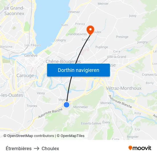 Étrembières to Choulex map