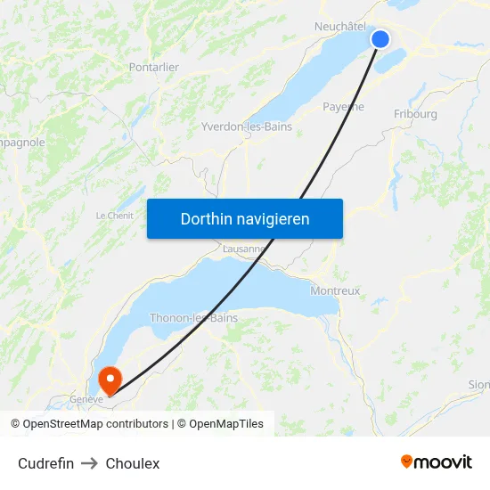 Cudrefin to Choulex map