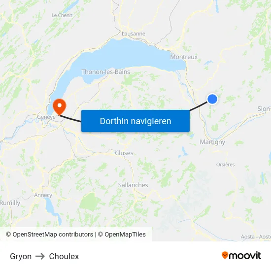 Gryon to Choulex map