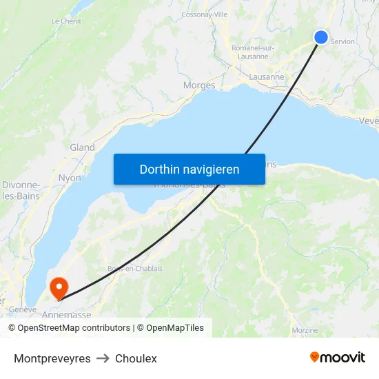 Montpreveyres to Choulex map