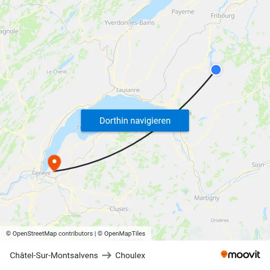 Châtel-Sur-Montsalvens to Choulex map