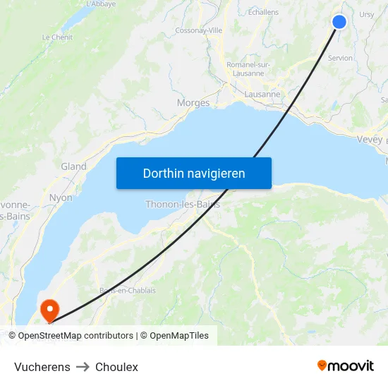 Vucherens to Choulex map