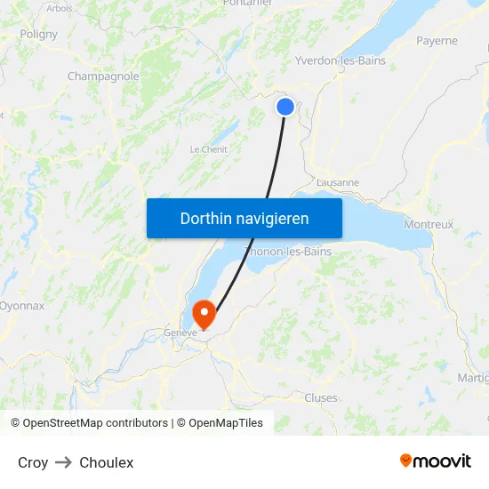 Croy to Choulex map