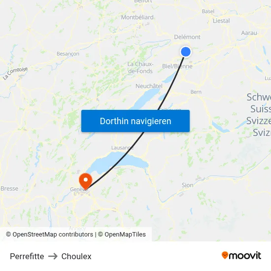 Perrefitte to Choulex map