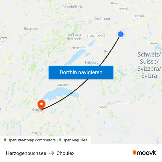 Herzogenbuchsee to Choulex map