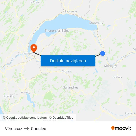 Vérossaz to Choulex map