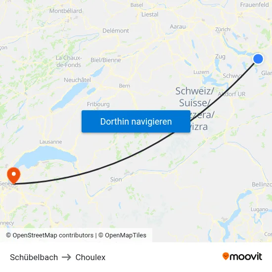 Schübelbach to Choulex map