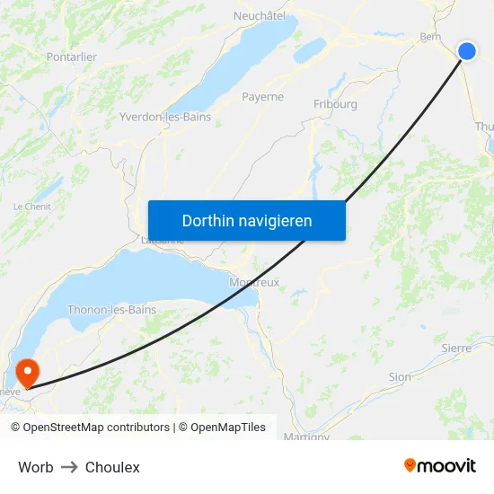 Worb to Choulex map