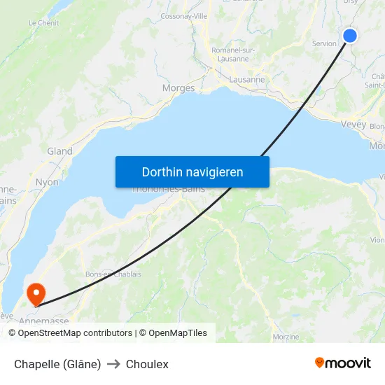 Chapelle (Glâne) to Choulex map
