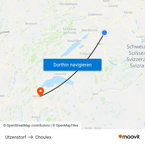Utzenstorf to Choulex map