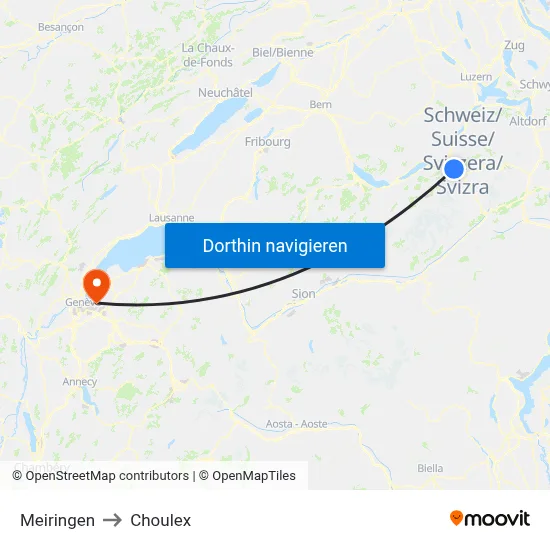 Meiringen to Choulex map