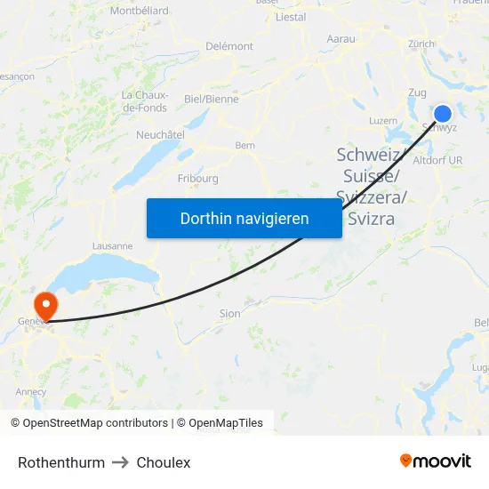 Rothenthurm to Choulex map