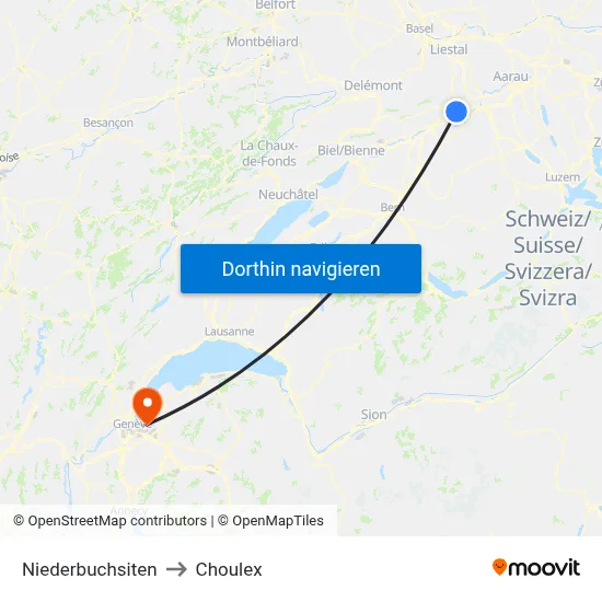 Niederbuchsiten to Choulex map