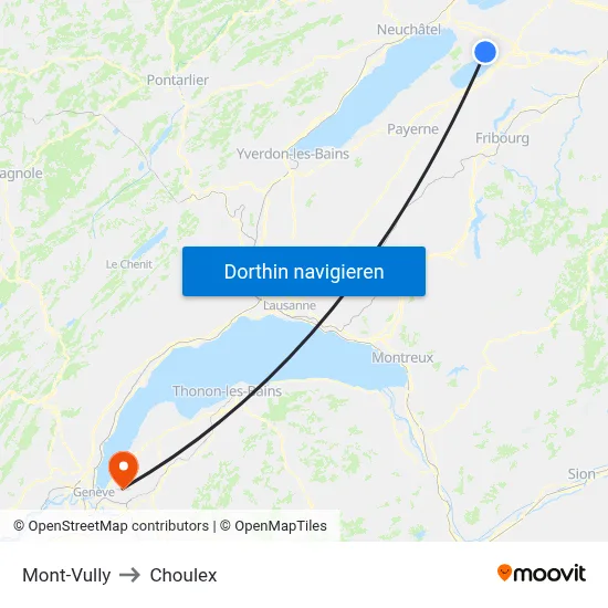 Mont-Vully to Choulex map