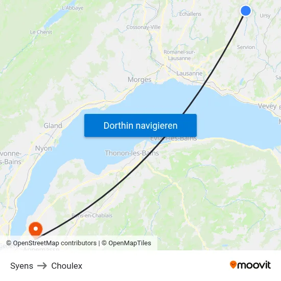 Syens to Choulex map