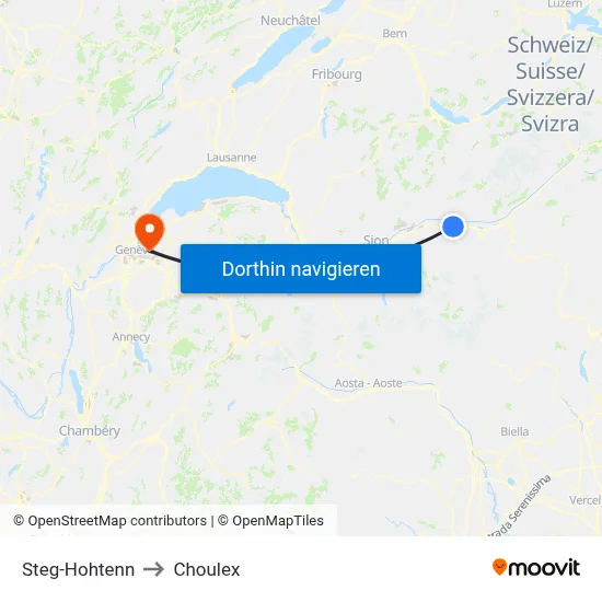 Steg-Hohtenn to Choulex map