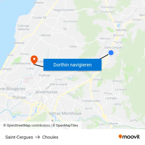 Saint-Cergues to Choulex map