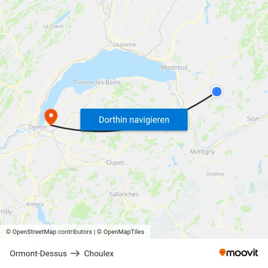 Ormont-Dessus to Choulex map