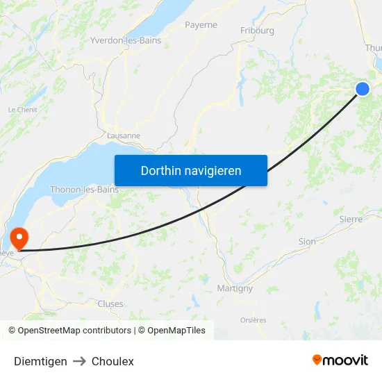 Diemtigen to Choulex map