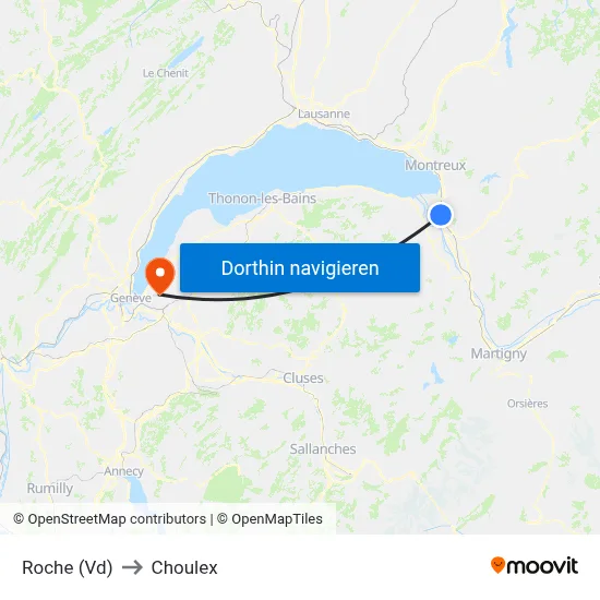 Roche (Vd) to Choulex map