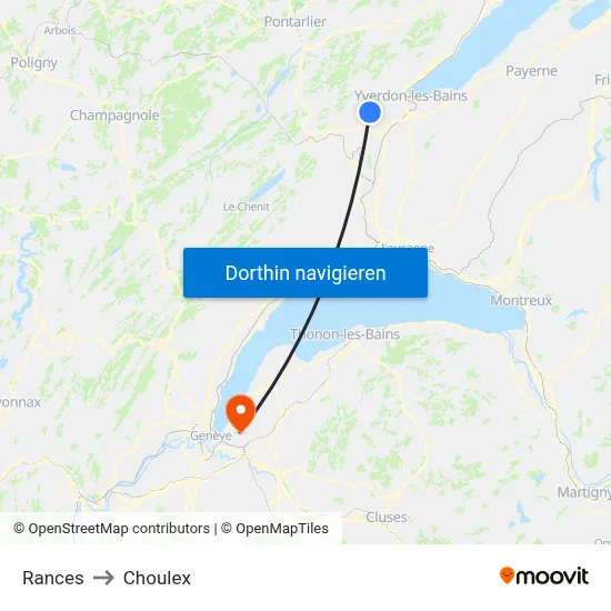 Rances to Choulex map