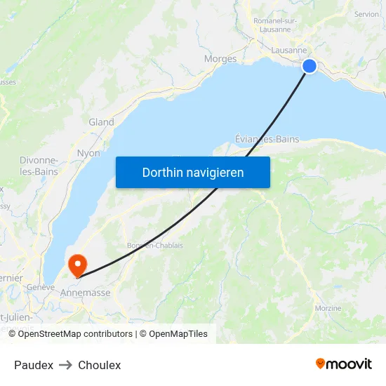 Paudex to Choulex map