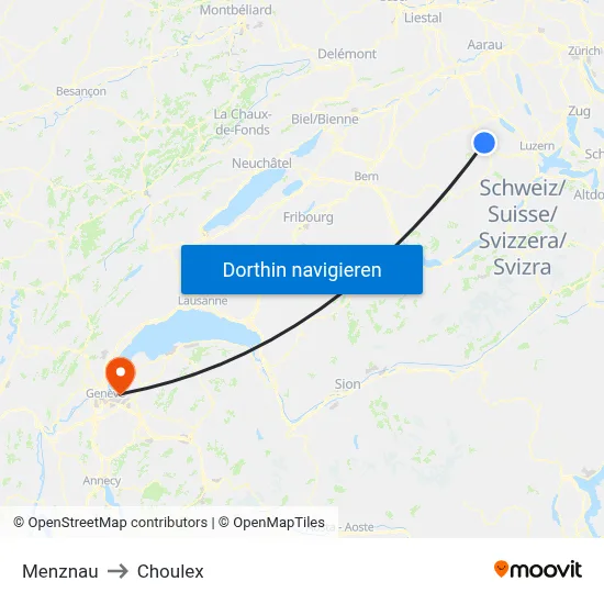 Menznau to Choulex map