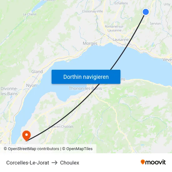 Corcelles-Le-Jorat to Choulex map