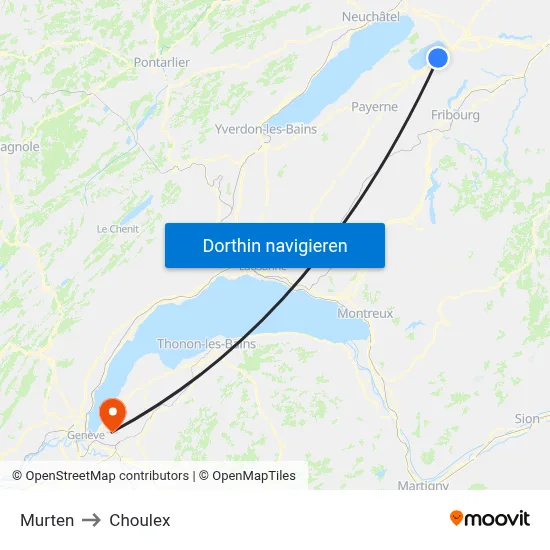Murten to Choulex map