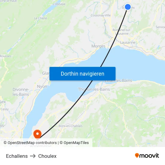 Echallens to Choulex map