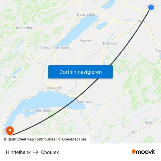 Hindelbank to Choulex map