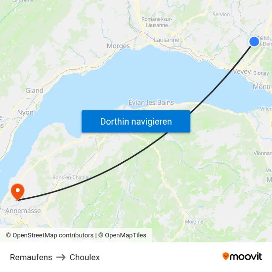 Remaufens to Choulex map