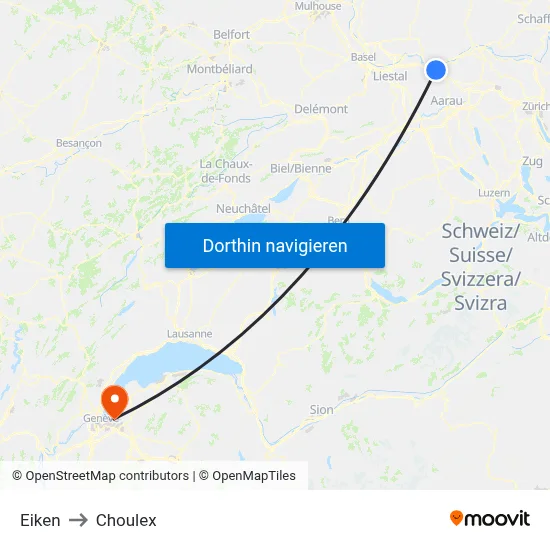Eiken to Choulex map