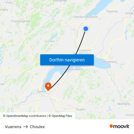 Vuarrens to Choulex map