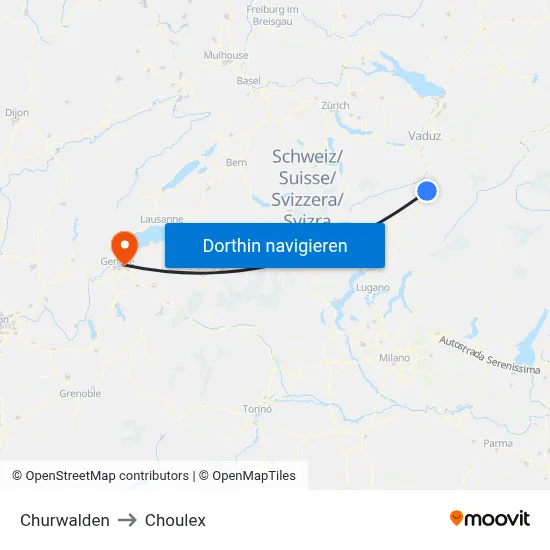 Churwalden to Choulex map