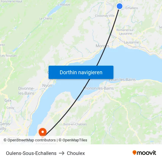 Oulens-Sous-Echallens to Choulex map