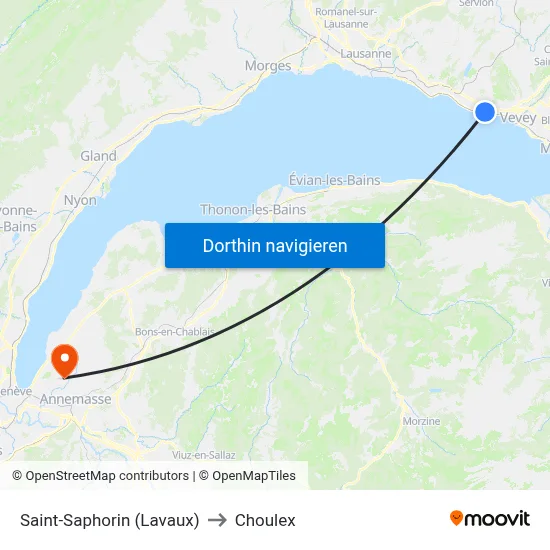 Saint-Saphorin (Lavaux) to Choulex map