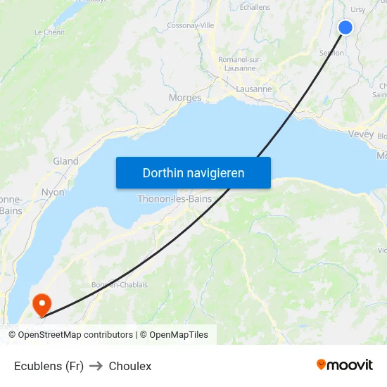 Ecublens (Fr) to Choulex map