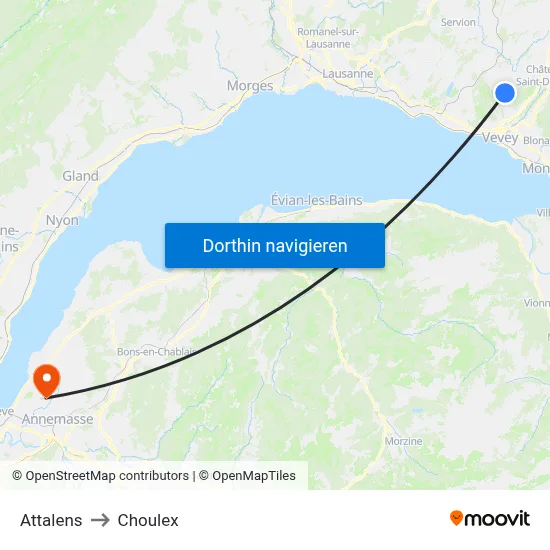 Attalens to Choulex map
