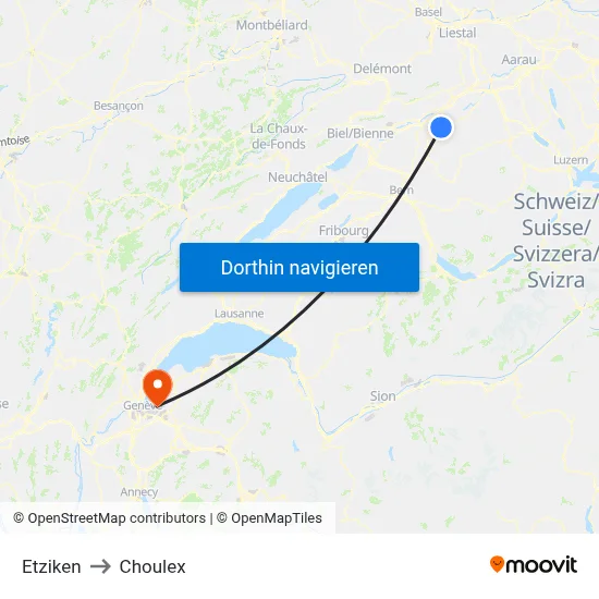 Etziken to Choulex map