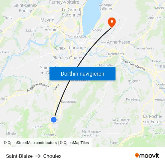 Saint-Blaise to Choulex map