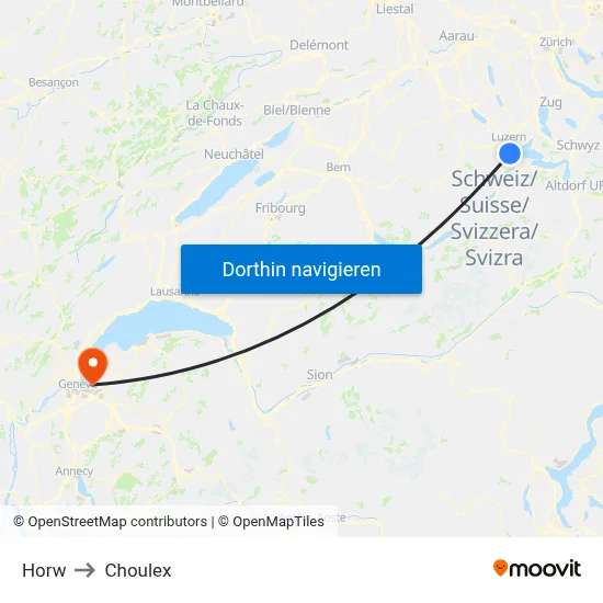Horw to Choulex map
